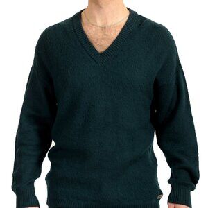 Scuderia Ferrari Men's Emerald Green 100%Wool V-Neck Pullover Sweater US S IT 48